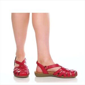 Earth Origins Berri Red Fisherman Strappy Slip-on Sandals Women US 9.5